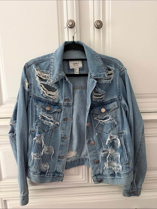 Forever 21 Jackets & Blazers - Distressed Light Wash Denim Jacket